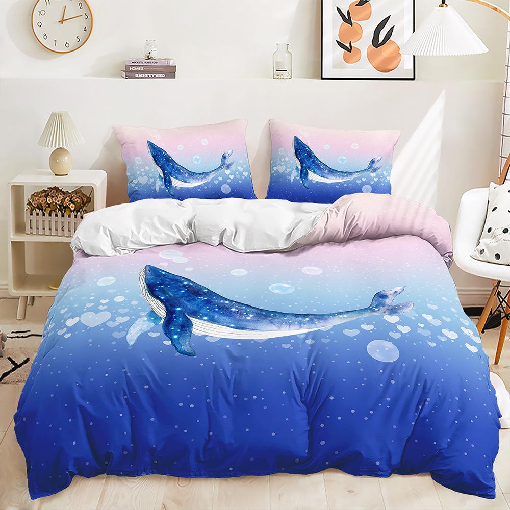 Bed Three-Piece Aquatic Animal Marine Quilt Cover 3D Digital Printing Kit