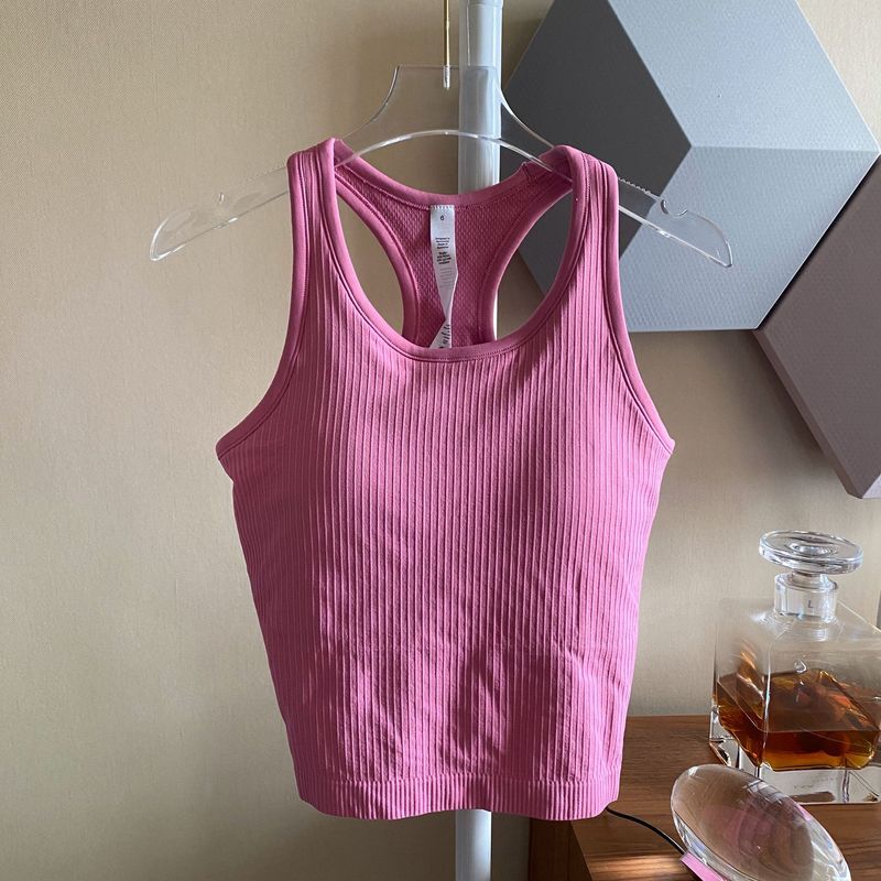 Foreign Trade Contrast Color Patchwork Solid Seamless Belt Chest Pad I-Shaped Yoga Vest Women Cross-Border Fitness Thread Top Outer Wear