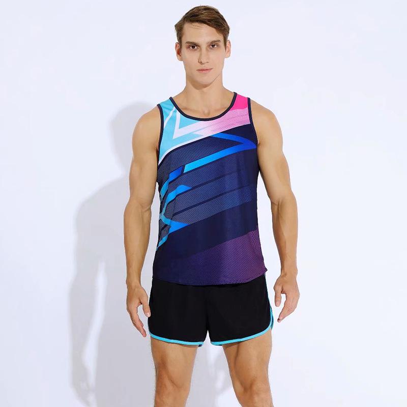 Унисекс Летний Марафонский Спортивный Костюм без Рукавов для Бега и Спортивных Соревнований