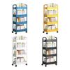 4 Tiers Rolling Cart for Snacks and Beverages Removable Storage Rack Trolley with Wheels for Office and School Use