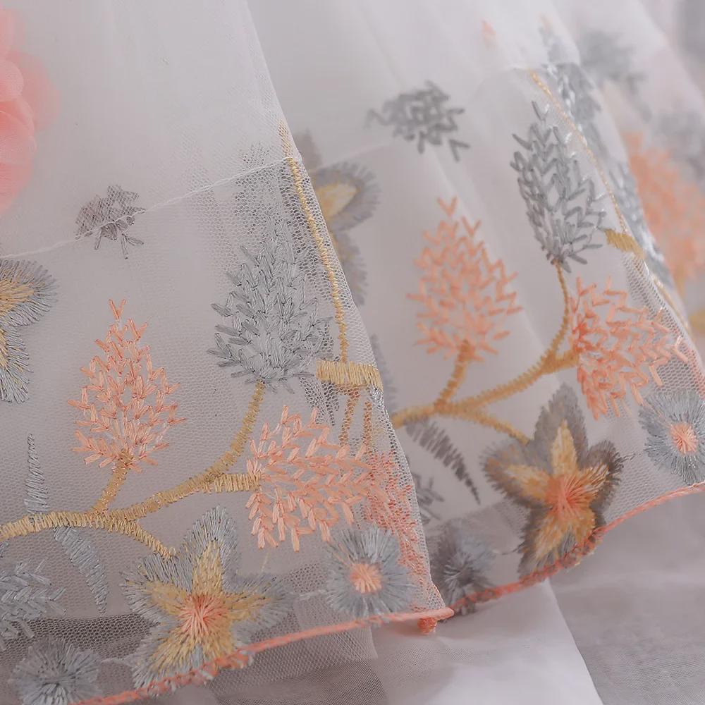 Новое детское вышитое платье принцессы: Юбка для свадебного платья с разноцветными цветами для девочек