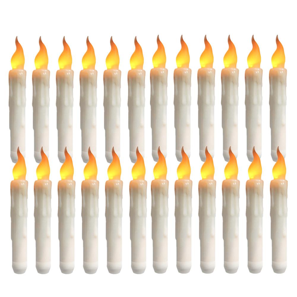 6/24 шт. светодиодных беспламенных конических свечей высотой 6,5/11 дюймов, работающих от батареек, с теплым белым мерцающим пламенем, переносные подсвечники