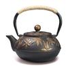 Iron Teapot, No Enamel, Iron Supplement, Teapot with Strainer, Induction Cooking, Direct Heat, Stylish, Gold Maple Leaf Design, 800ml