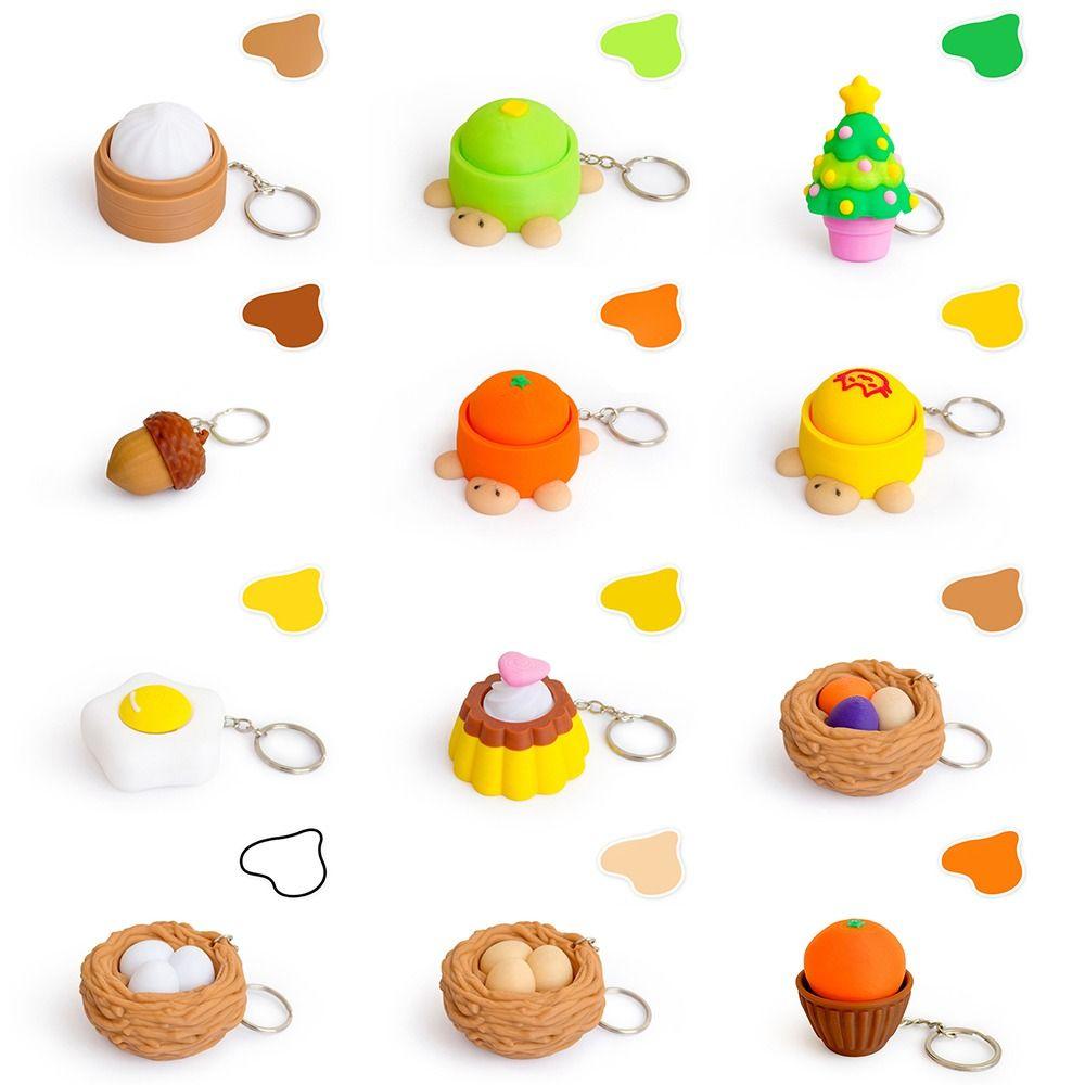 Cat Paw Shape 3D Printed Key Chain Love Heart Shape Button Design Fidget Key Ring Simulation Colorful Backpack Pendant