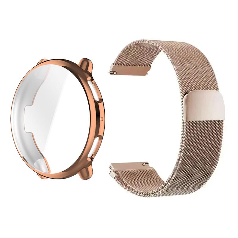 Case + Strap for Amazfit Active 2 Stainless Steel Watchband and TPU Protection Case Soft Cover