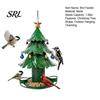 Metal Bird Feeder for Outside Christmas Tree Outdoor, Hanging Wild with 2 All Weather Rust Proof Water Cups, Green Xmas Seeds Tray Garden Patio Decor