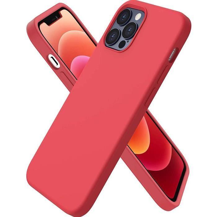 Coque Silicone - E.F.CONNECTION - iPhone 13 mini - Ultra Fin - Rouge - 2 Verres Trempés