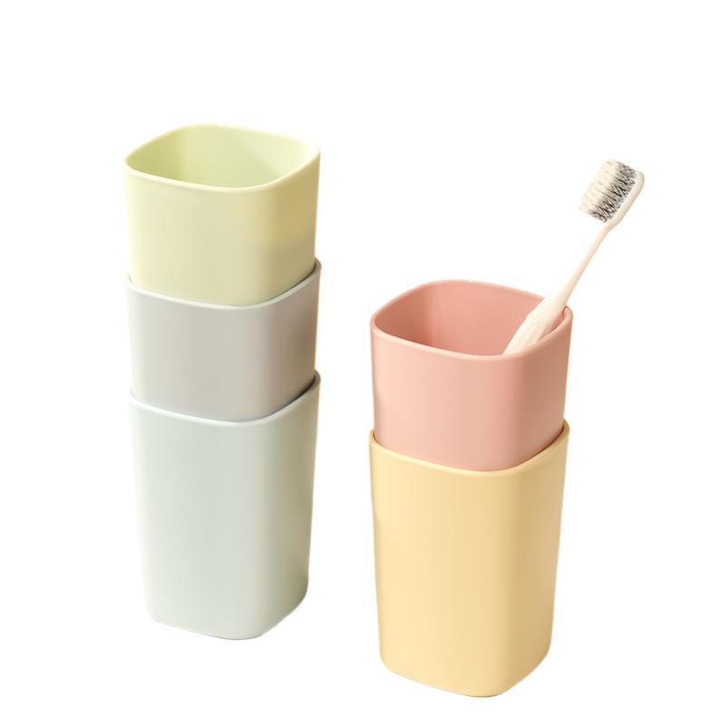 Square Plastic Toothbrush and Toothpaste Holder Set - High-Grade Mouthwash Cups for Couples and Kids