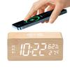 LED Wooden Clock 15W Wireless Fast Charging Electronic Clock with Perpetual Calendar Temperature and Humidity Display