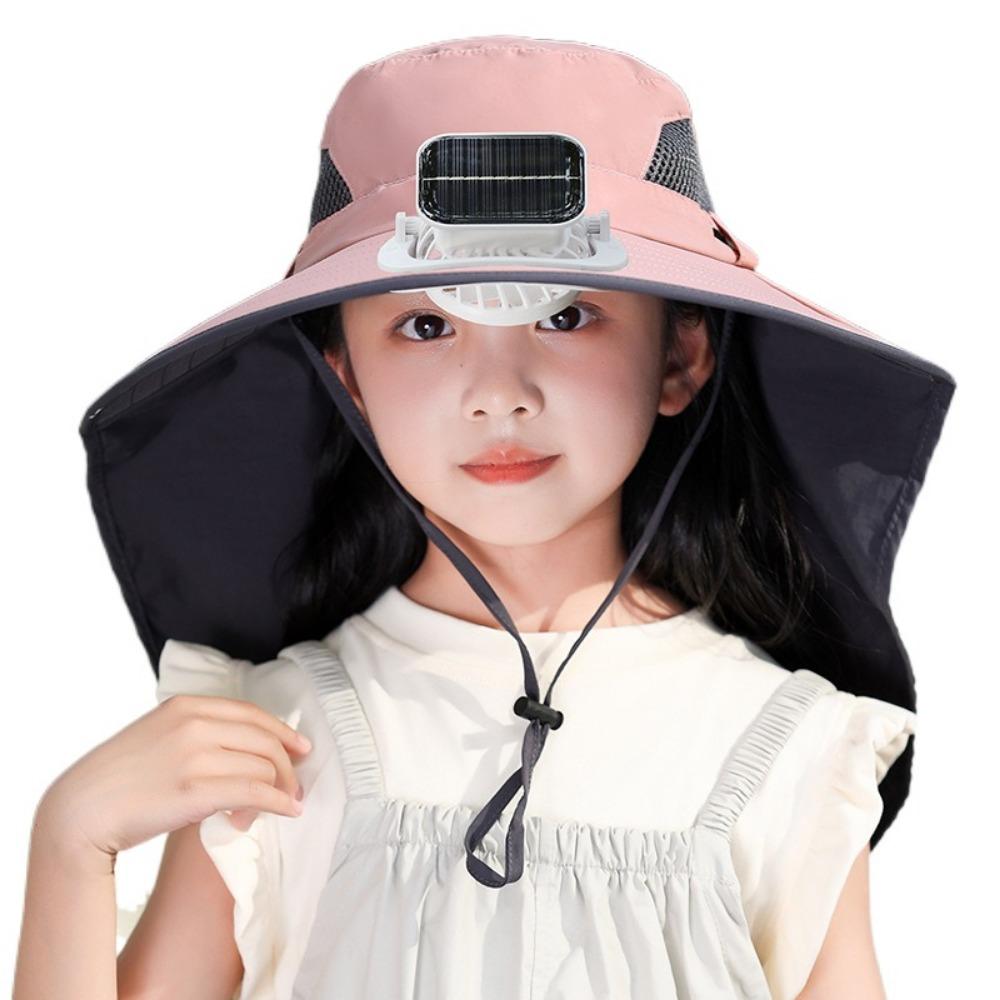 USB Charging Children's Solar Fan Hat Waterproof Sunshade Fan Cap Portable Summer Cooling Hat  Boys
