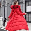 Winter Clothing Female Long Knees Slim Thick Large Fur Collar Down Cotton Coat