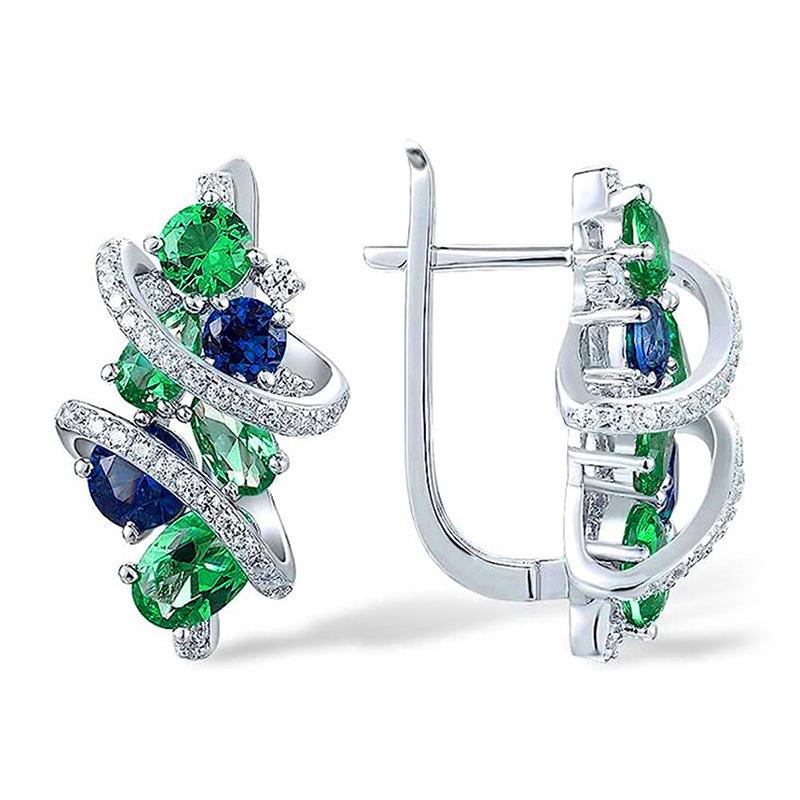 Fashion inlaid zircon earrings for women, geometric line ear buckles, new design sense light luxury high-end earrings