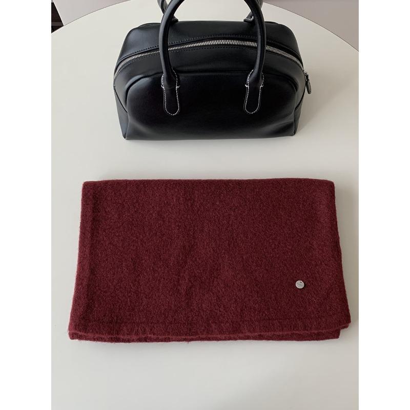 Korean Style Funi Blue Wool Blended Knitted Scarf for Women Winter Warm and Windproof Fashion Versatile Solid Color Scarf