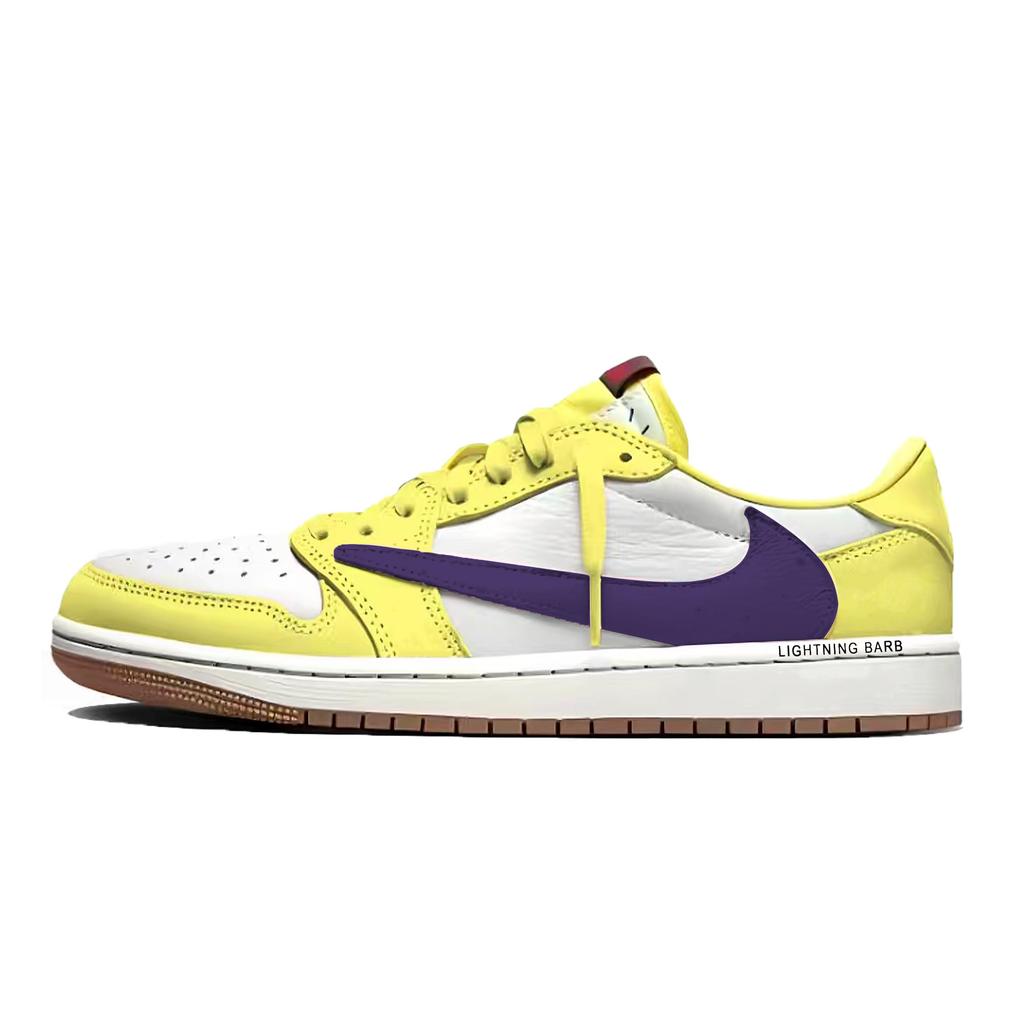 Travis Scott x Jordan Air Jordan 1 Travis Scott X Collaboration 7.0 Slip Resistant Low top Vintage Basketball Shoes DM7866-202(Team1677-)