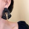 Elegant Bowknot Drop Earrings Crystal Exaggerated Earring Luxury Shining Rhinestone Earrings  Women