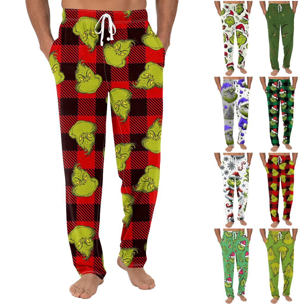 Men's Plain Knit Solid Pocket Casual Pants Home Pajama Pants