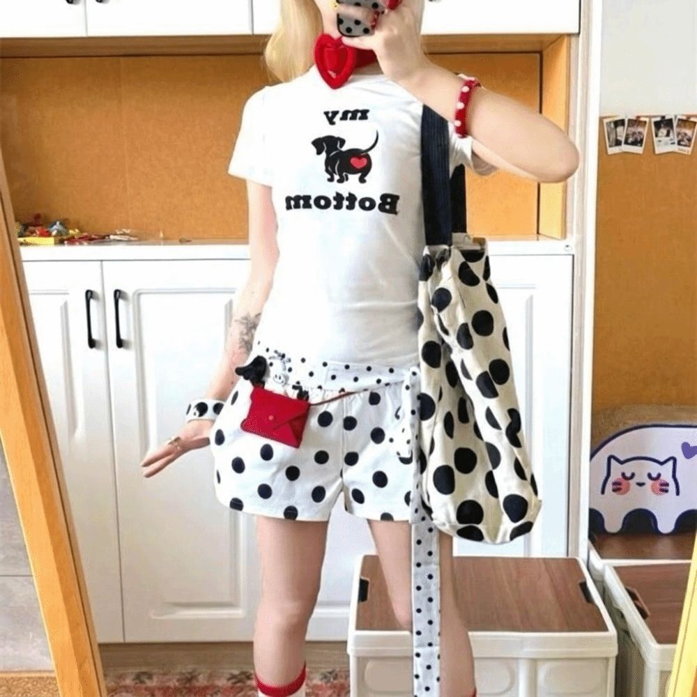 Large Capacity Polka Dot Tote Bag Oversized Carryall Bag Double-Sided Shoulder Bag Everyday Use