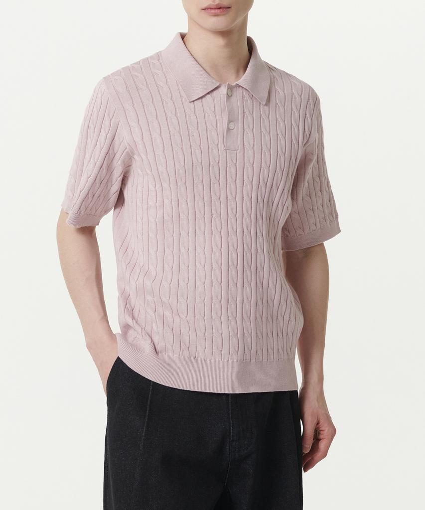 MUSINSA STANDARD Cable Knitted Polo Shirt [Desert Pink]