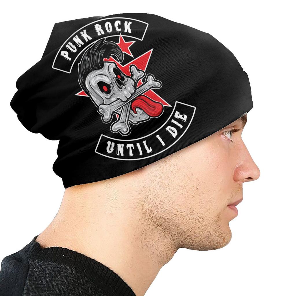 Streetwear Punk Rock Metalcore Heavy Metal Hard Rock Music Skullies Beanies Winter Slouchy Beanie Hat Knitted Bonnet Cap for Ski