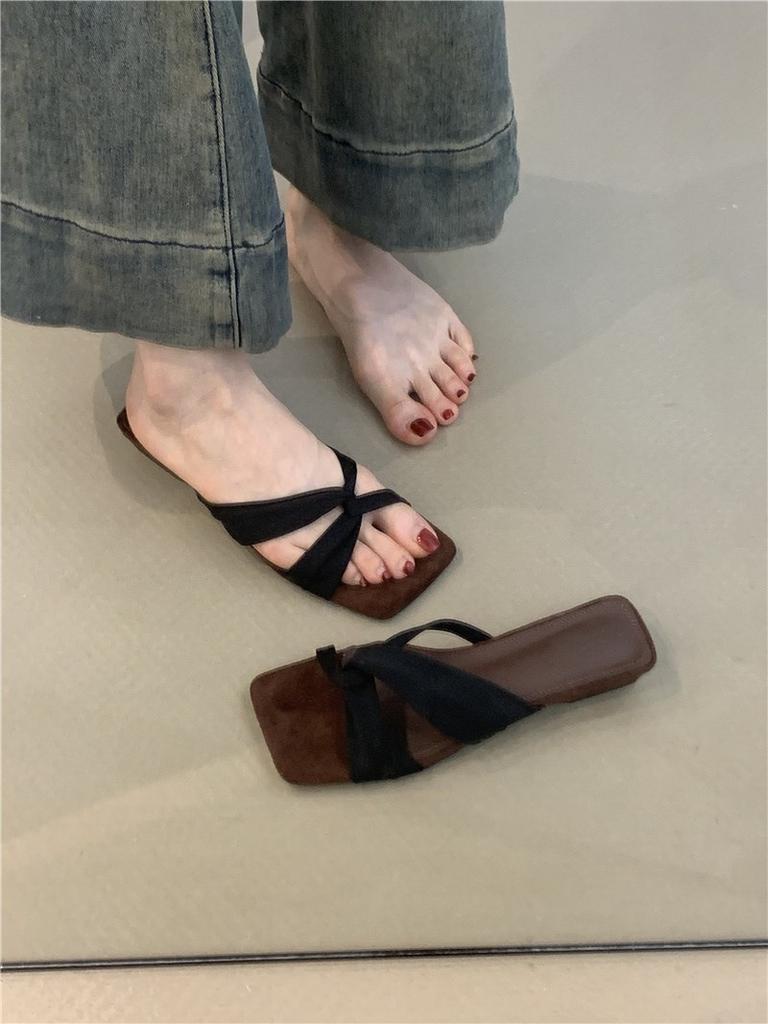 Дизайнерские нишевые сандалии в стиле ретро, красные, с открытым носком, на высоком каблуке, крутые шлепанцы, женская обувь