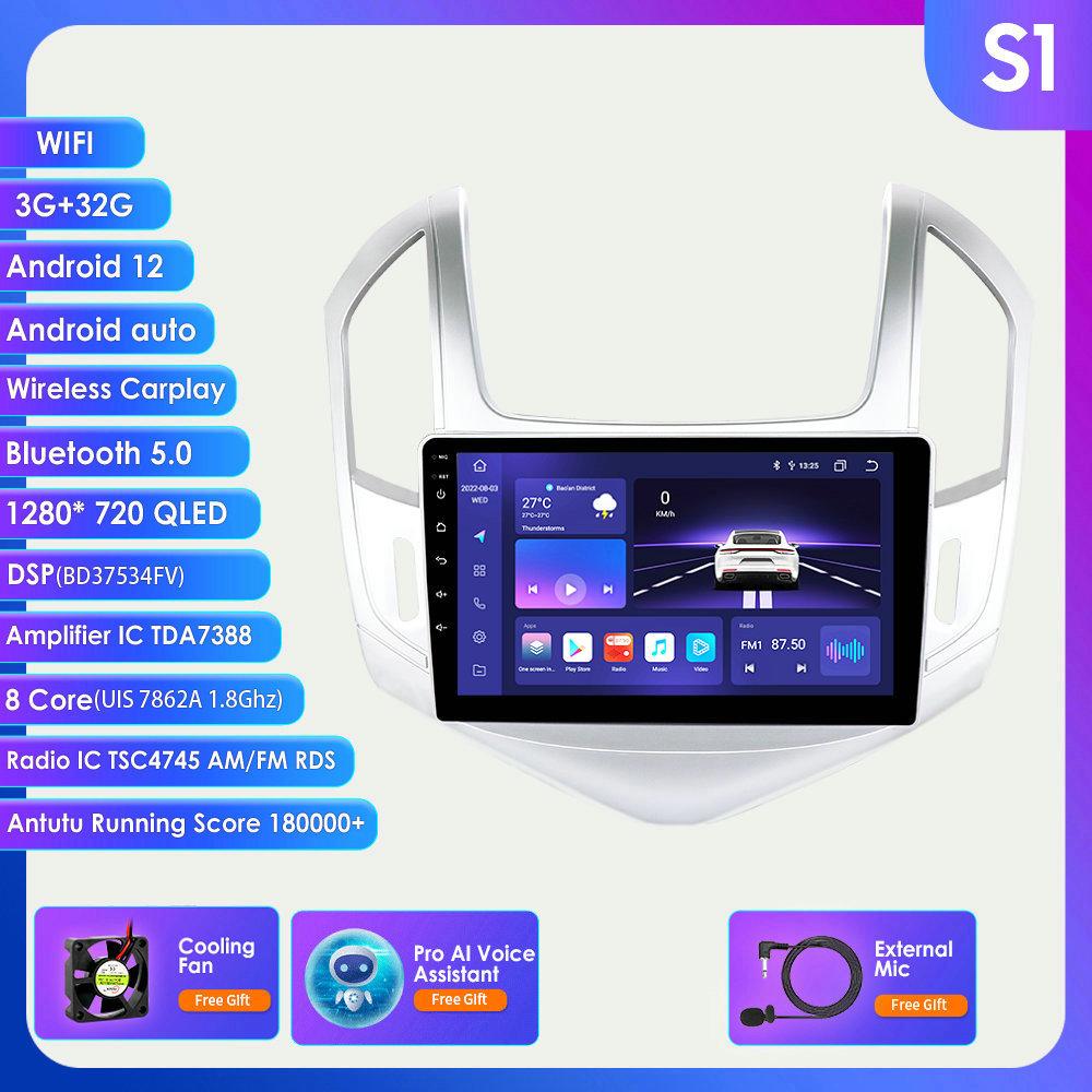 Hizpo 4G-LTE 9-дюймовый Android 12 Автомобильный радиоприемник для Chevrolet Cruze J300 J308 2012-2015 Мультимедийный плеер GPS 2Din Carplay Авто Стерео Bluetooth SWC Головное устройство