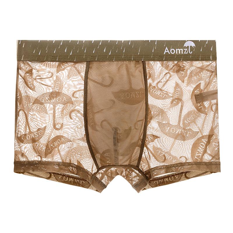 Новые мужские сексуальные трусы-боксеры из ледяного шелка в сетку, дышащие шорты-боксеры, модное нижнее белье