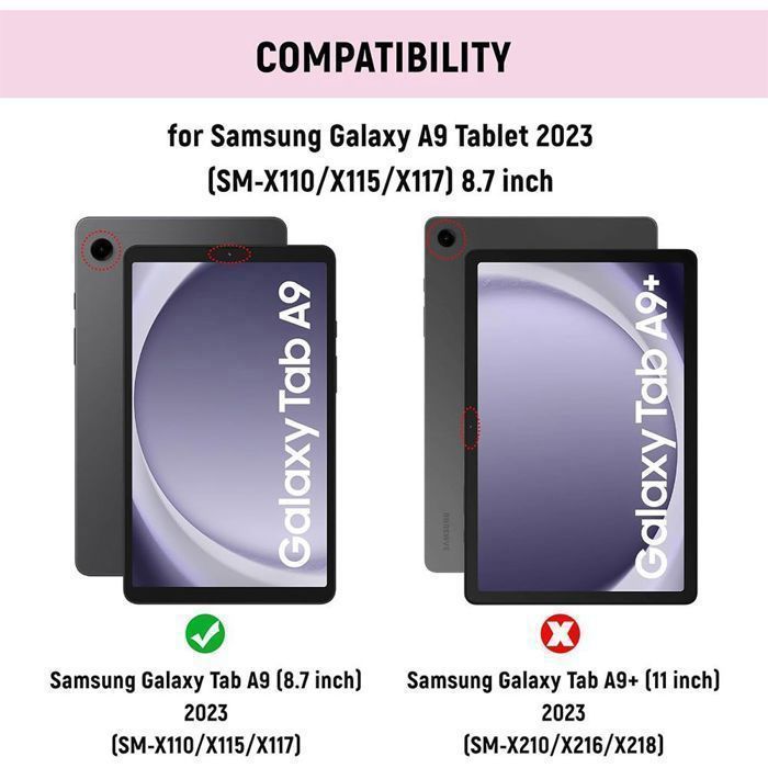 Coque Clavier pour Samsung Galaxy Tab A9 / A11 - Cuir PU Rose avec Clavier + Souris Sans Fil + Stylet
