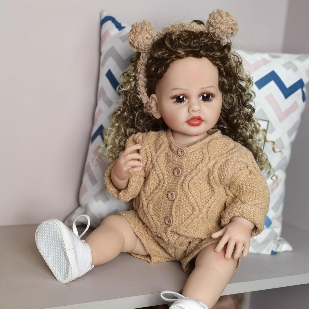 Модные кудри для волос Reborn Baby Dolls 55 см Девочка Реалистичный Медведь KEIUMI Модные Младенцы Кукла Модель Дети Playmates День Рождения Подарки Рождество Игрушка