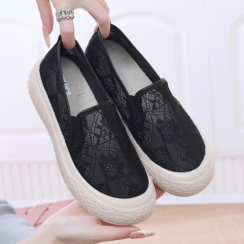 Shoes Women's Summer New Mesh Breathable Fisherman Shoes Versatile Platform Women's Shoes Casual Flat Bottom Shallow Mouth Women's Single Shoes Tide