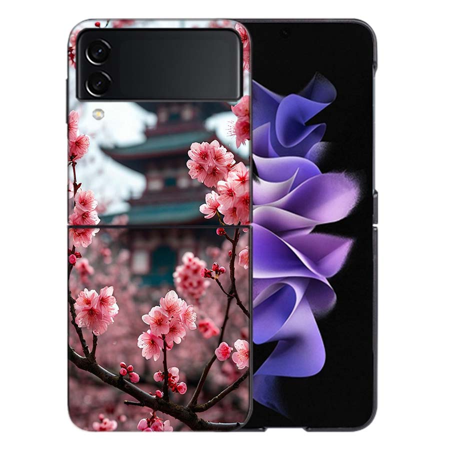 Снежная Персиковая Вишня Перед Домом Чехол Для Телефона Для Samsung Z Flip 6 7 5G Galaxy Z Flip 5 4 3 5G Чехлы Ударопрочный Жесткий