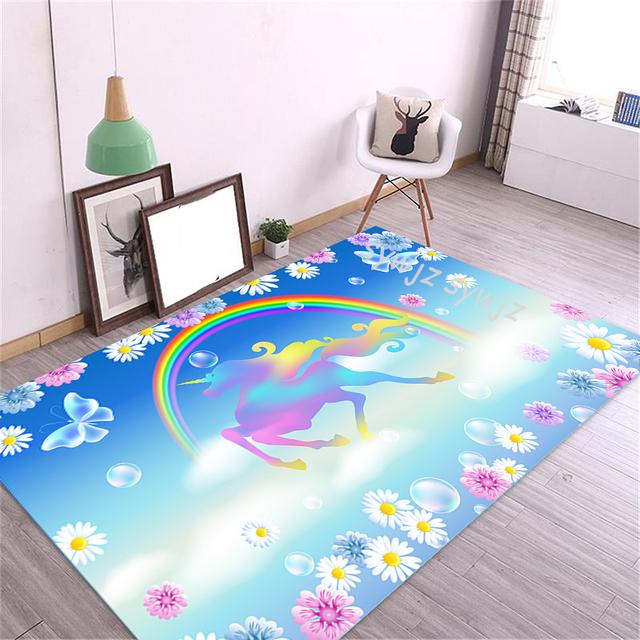 3d Unicorn Pattern Floor Mat Home Antifouling Rectangular Carpet Wedding Kitchen Living Room Dining Table Coffee Table Mat