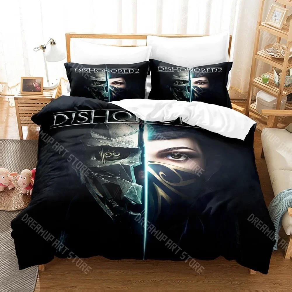 3D Печать Dishonored Комплект постельного белья Односпальный Полуторный Двуспальный Евро-кровать King Size Комплект для кровати Взрослый Детская спальня Пододеяльник Комплекты Аниме Комплект простыней