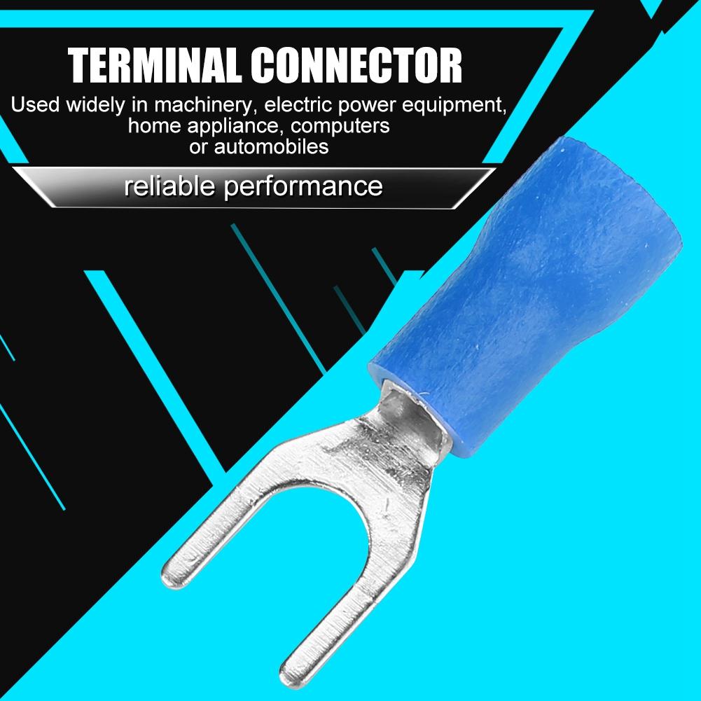 250 шт. Изолированные электрические клеммы для обжимных вилочных соединителей (синий)