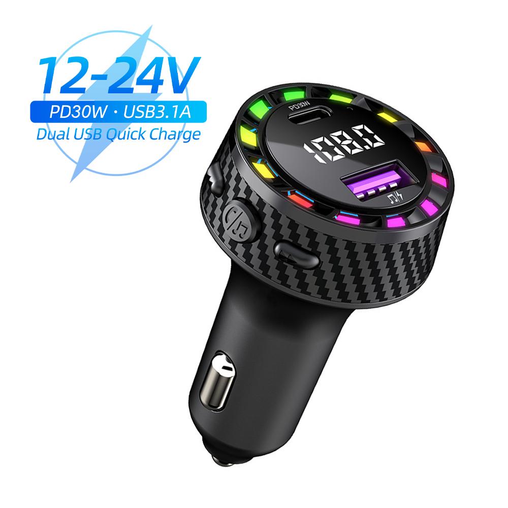 Car Charger PD QC3.0 Dual USB Ports Fast Charging Adapter LED Display with Voltage Monitor for iPhone Samsung Car Accessories