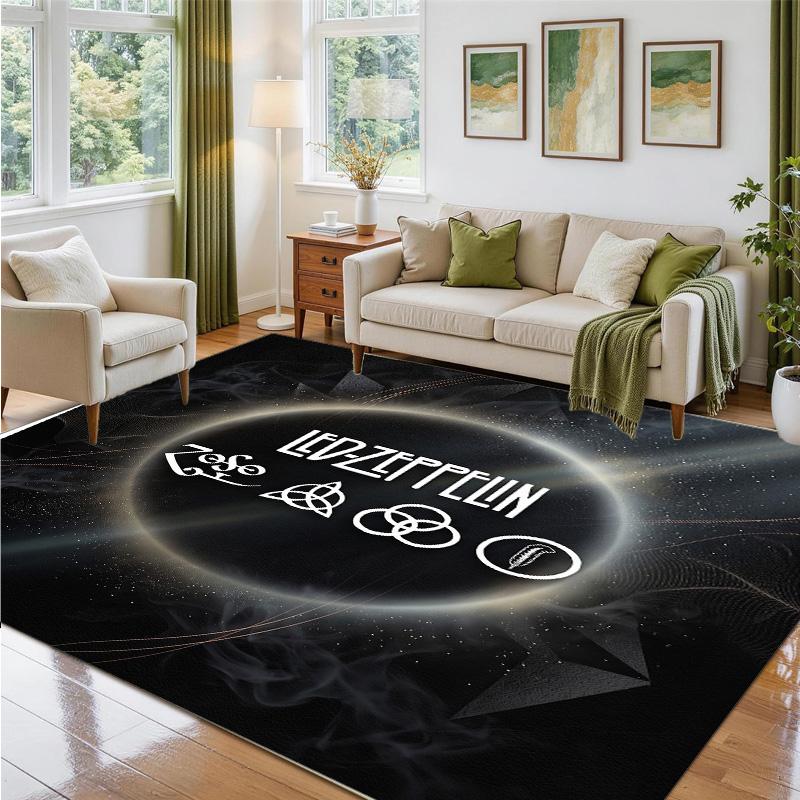 Led Zeppelin Design Crystal Velvet Rug Soft Decorative Mat for Bedroom Entrance