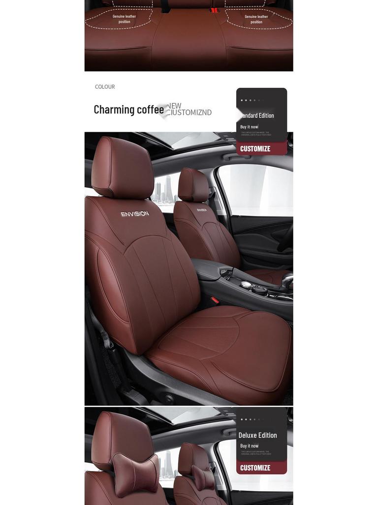 Buick Envision All-Season Full Surround Leather Seat Cushion with Embroidered Logo for Five Seats