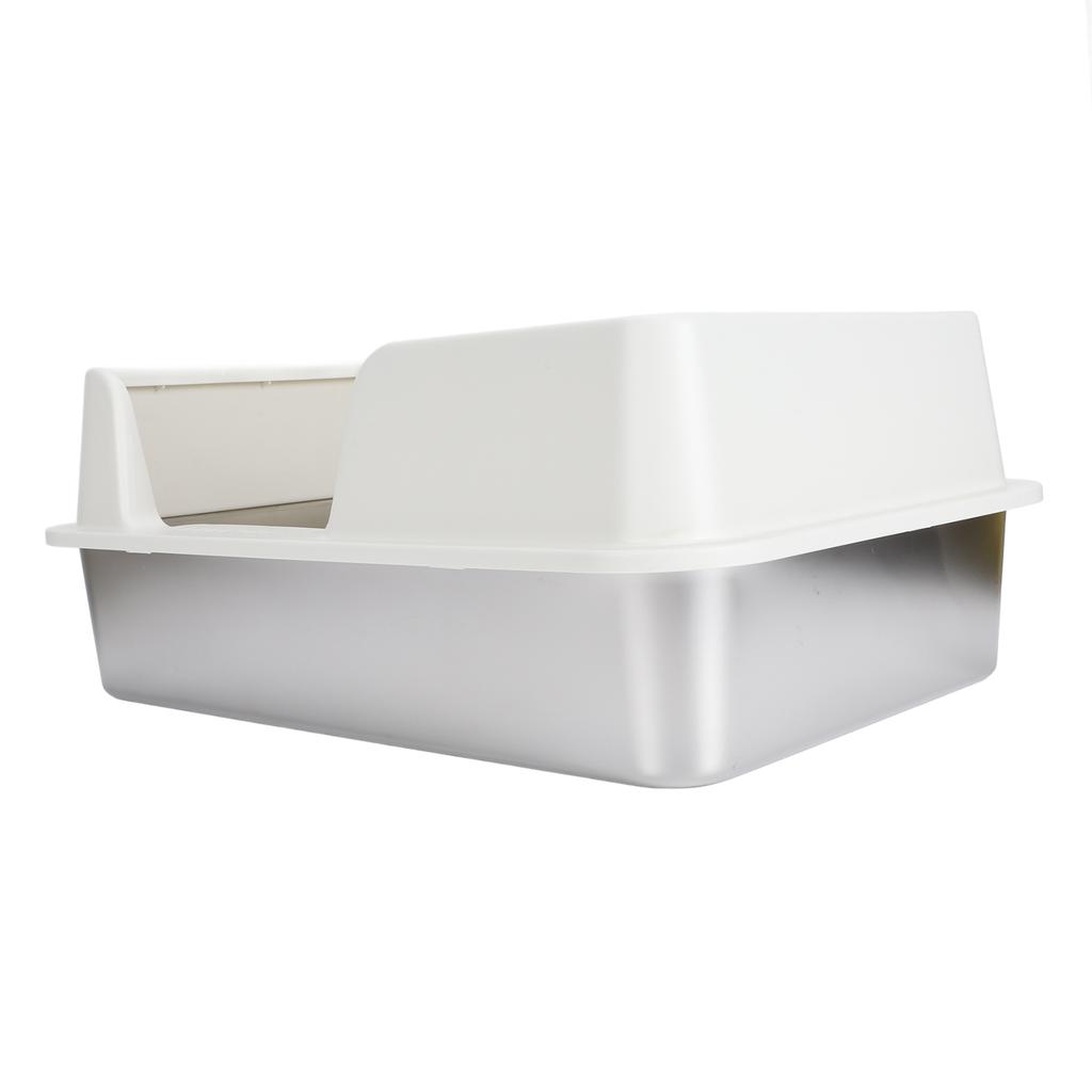 Туалет для кошек из нержавеющей стали с высокими бортиками, защищающий от брызг, легко моющийся, закрытый туалет для маленьких и средних кошек