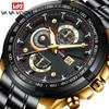 Fashion Brand Men Quartz Watch Chronograph Stainless Steel Business Quartz Clock Military Sport Waterproof Watch Man Relogio Masculino