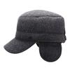 Men's Winter Flat Cap Velvet Thick Cap Woolen Cotton Cap Outdoor Warm Ear Protection Cap for Middle-Aged and Elderly