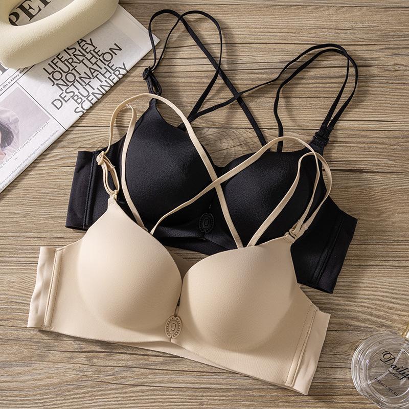 Wow, summer, no magnetic front buckle, sexy small chest, no steel ring, cross shoulder strap, hollow back bra cover, gather
