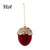 Seasonal Garland Door Decorations Flocked Christmas Ornaments with Gold Edging, Retro Red Velvet Hanging Exquisite Tree Pendants Decoration,