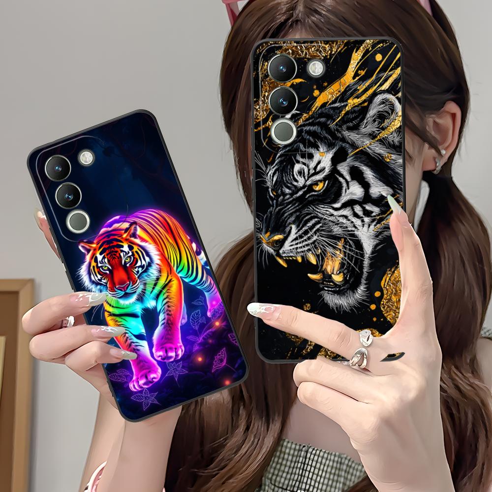 Неоновый чехол для мобильного телефона с тигром для VIVO V60 V50 V40 V30 V29 V27 V25 V23 Pro Lite 5G Цветной печатный чехол Чехол для смартфона