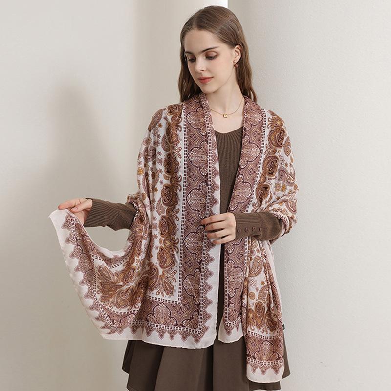 Vintage Cotton and Linen Elegant Temperament Scarf Mother's Day Surprise Gift Women's Design Sense Fashion Personality Outer Shawl