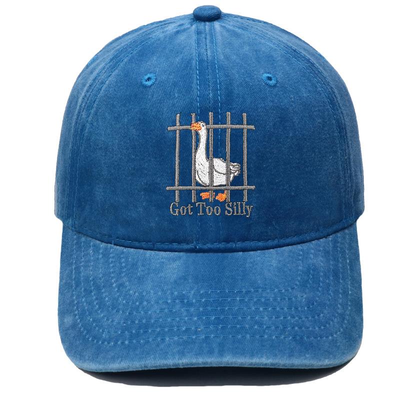 Got Too Silly Big White Goose Embroidered Baseball Cap Washed Retro Men's and Women's Casual Shade Cap