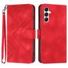 For Samsung Galaxy A14 4G/Galaxy A14 5G Wallet Case Line Imprinted PU Leather Phone Cover with Strap