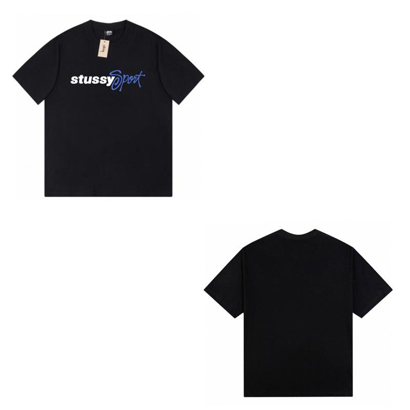Short-sleeved high-quality trendy brand men's and women's loose cross-border Stu Xi Stu crew neck printed couple T-shirt with the same collection
