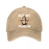 Vintage Baseball Cap Monkey NOT MY PROBLEM D Print Washed Baseball Cap