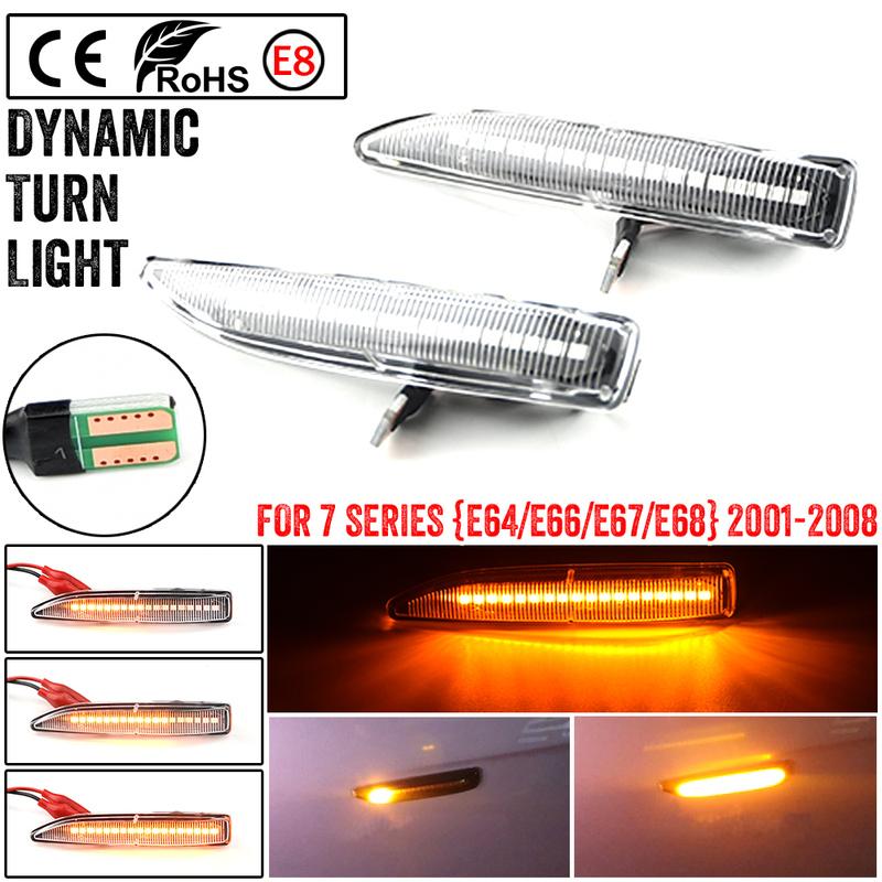For BMW 7 Series (E65/E66/E67/E68) 2001-2008 63137164757 Car Fender Side Marker Repeater Lights Dynamic LED Turn Signal Lamp