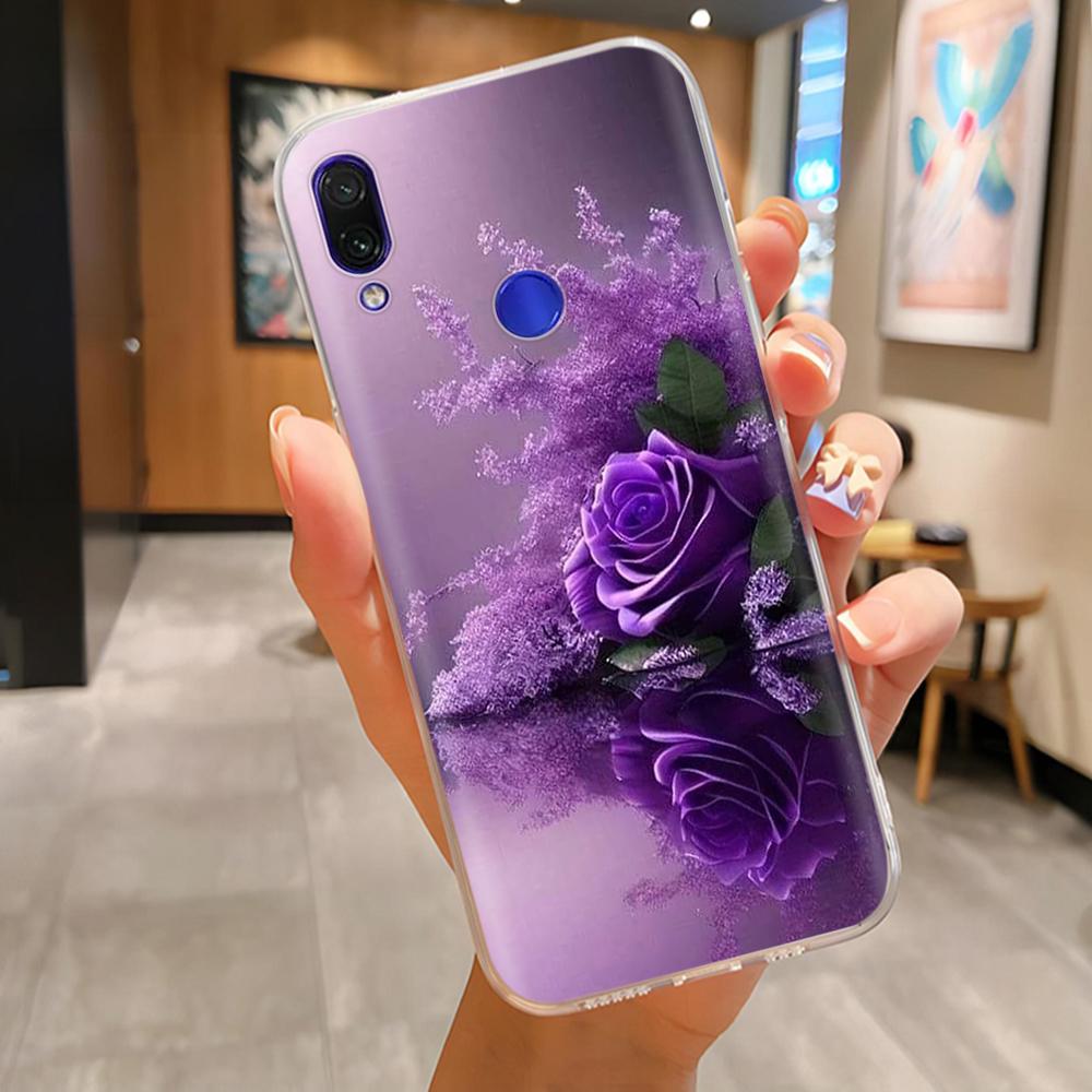 Мягкий чехол для Xiaomi Redmi Note 7 Чехол Цветы Мягкий ТПУ Силиконовый Чехлы для Телефона на Redmi Note7 Pro Защитная Задняя Крышка Fundas