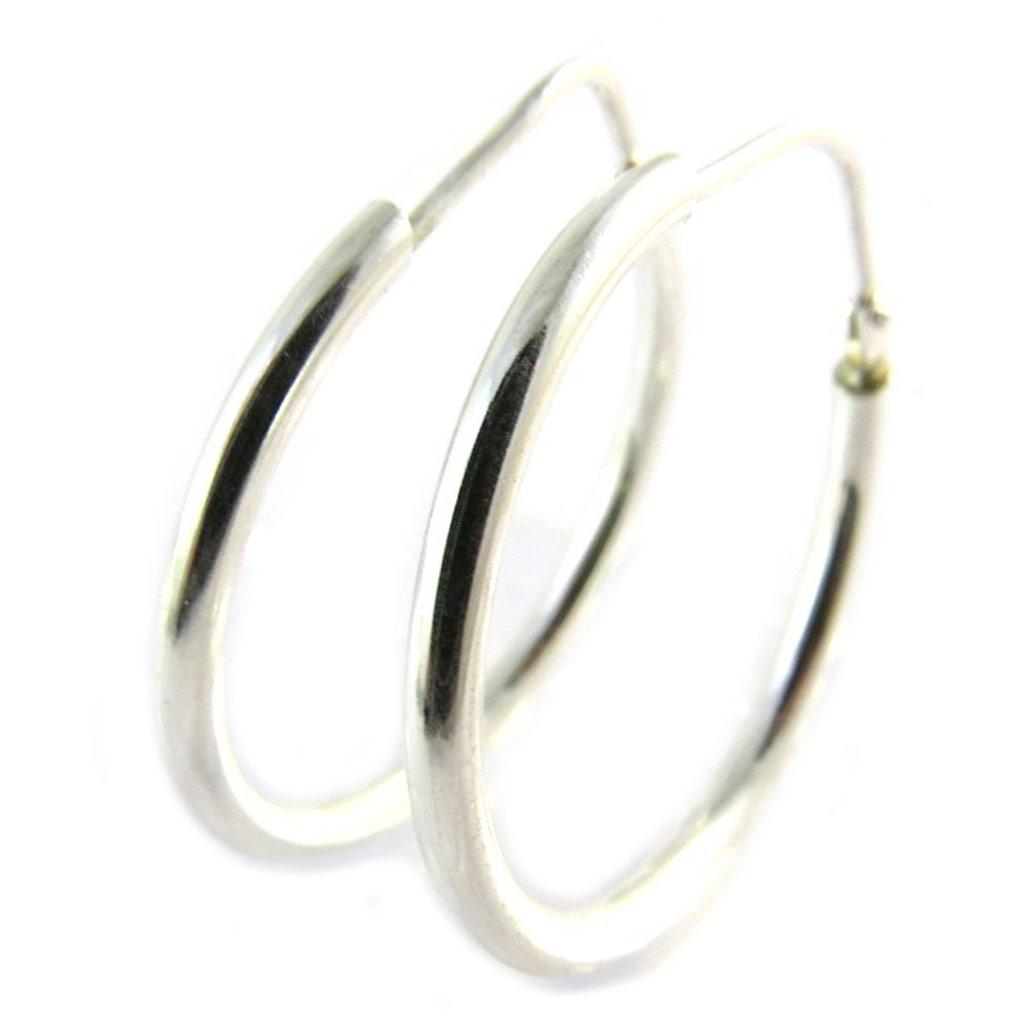 Les Trésors De Lily [P1691] - Silver 'Simplicity' Hoop Earrings - 20 Mm 2 Mm